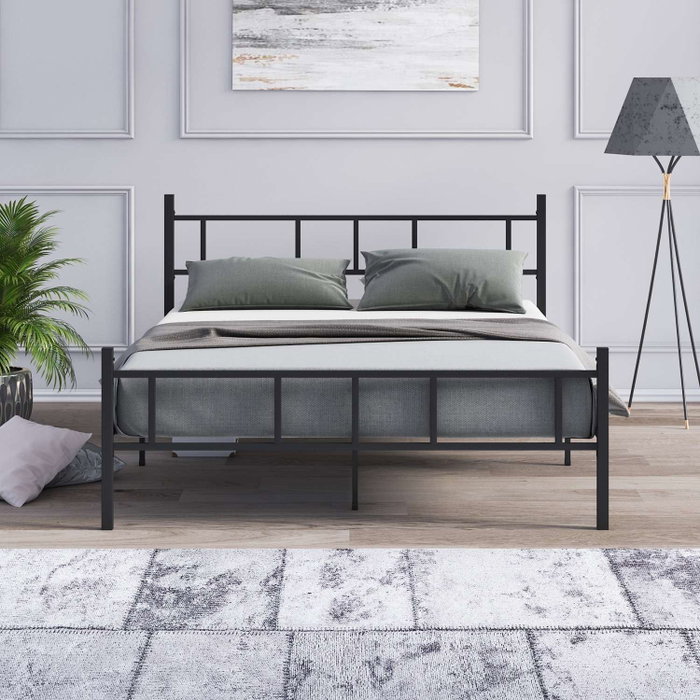 Hanah Home Cama Doble Metal Negro 140x200